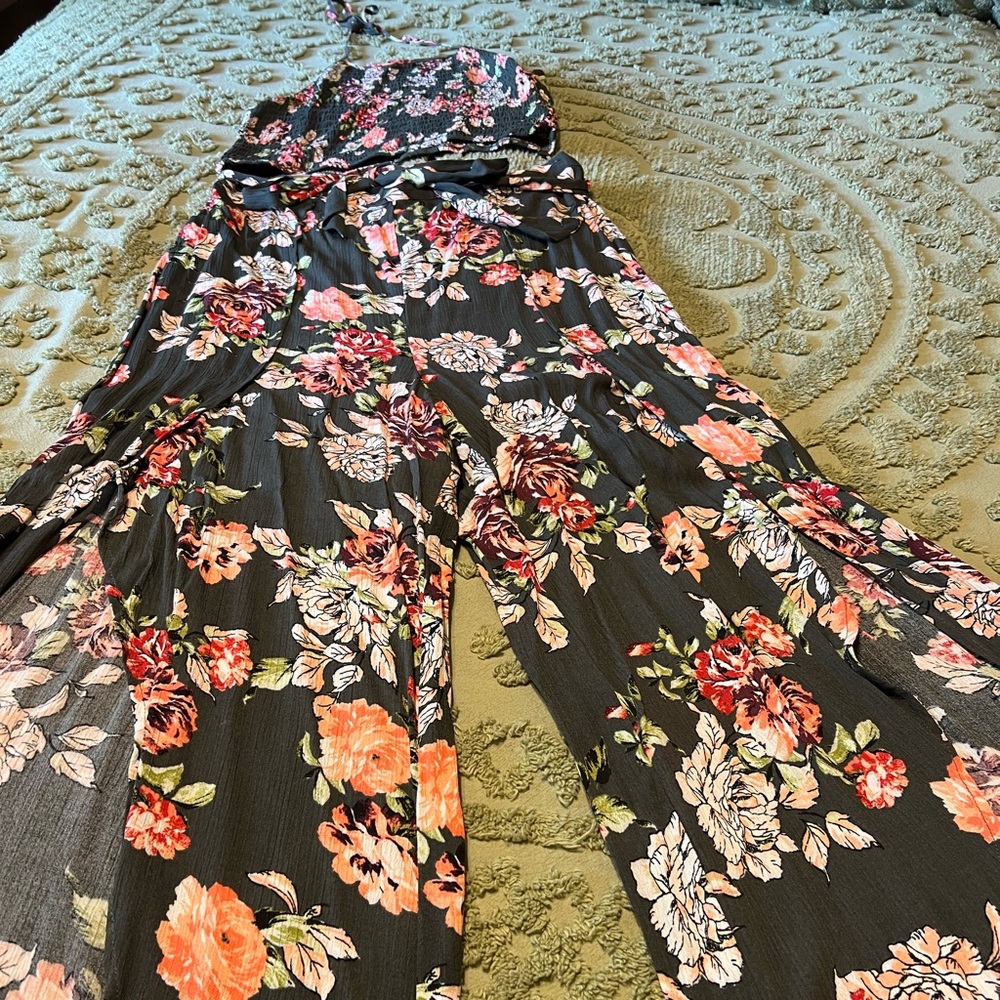 Two piece pants with halter top.
